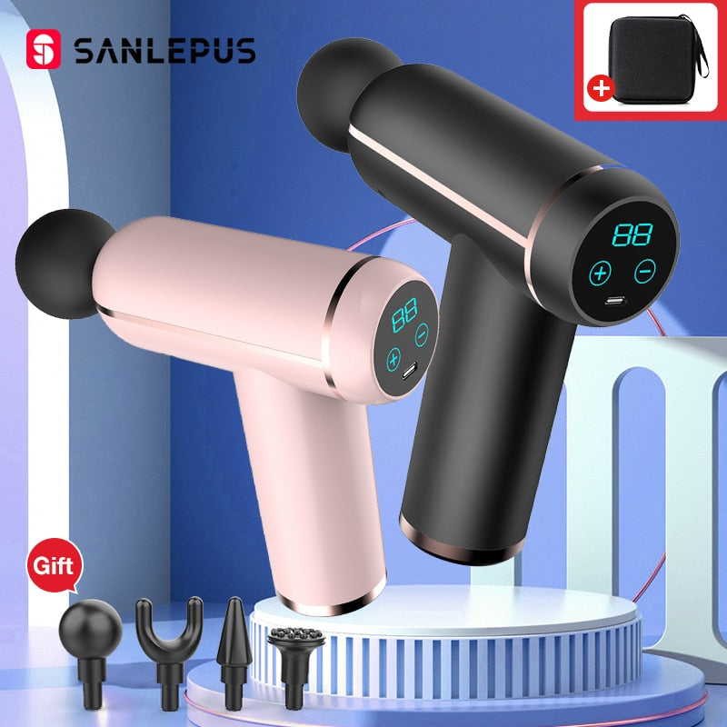 SANLEPUS Portable LCD Massage Gun For Body Neck Back Electric Percussion Massager Deep Tissue Muscle Relaxation Fitness Slimming