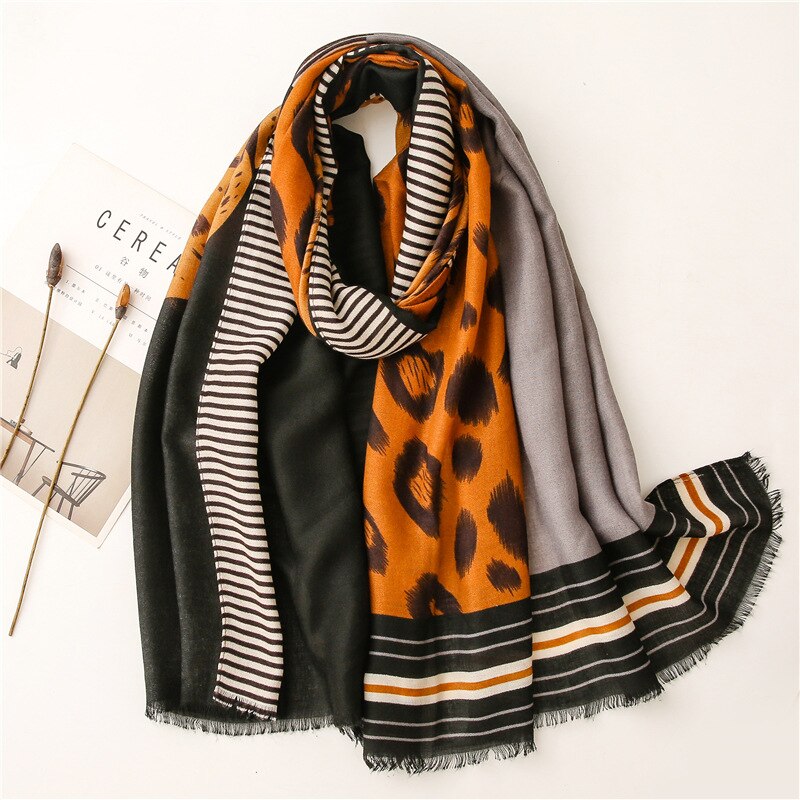 2021 Fashion Women Gradient Leopard Print Scarf Soft Pretty Big 180*100cm Leopard Stole Thin Warm Large Shawls cachecol Wraps