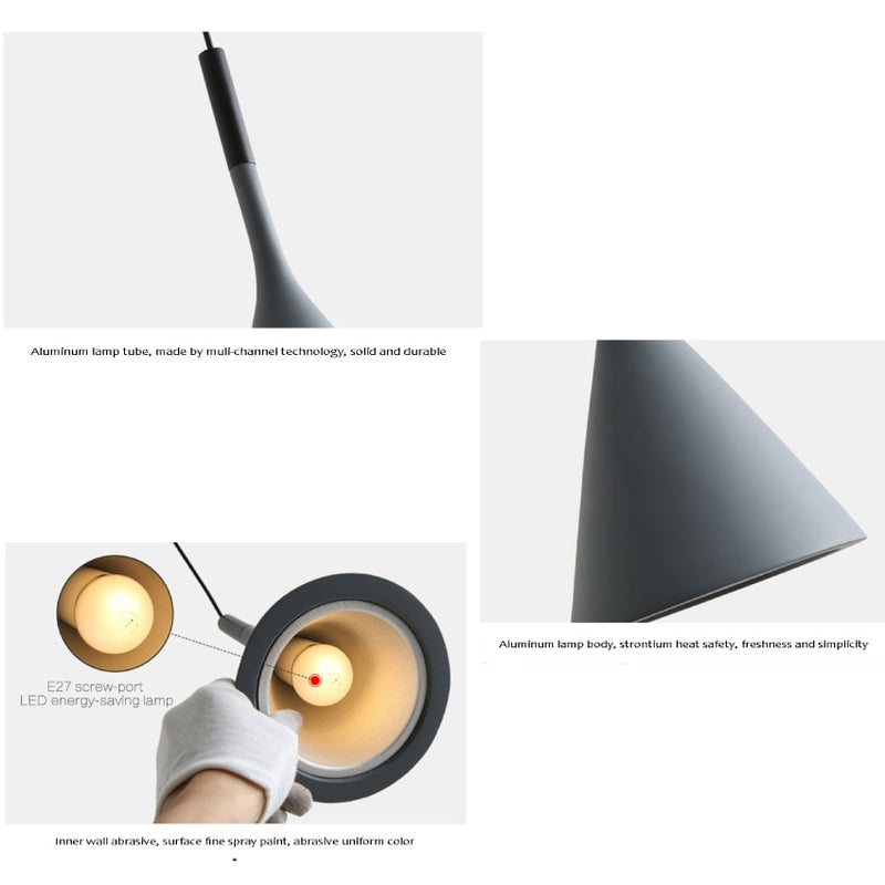 SANDYHA Modern Led Pendant Lights Black White Kitchen Fixtures Bedroom Table Dining Room Hanging Lamp Lampshade Home Chandelier