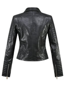 2022 neue Mode Frauen Herbst Winter Motorrad Kunstleder Jacken Dame Langarm Biker Weiß PU Punk Streetwear Schwarz Mäntel