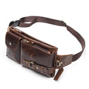 WESTAL Men Belt Bag Men's Waist Bags Genuine Leather Male Fanny Pack Leather Money Phone Pouch Bag Hip Men's Shoulder Bags 9080