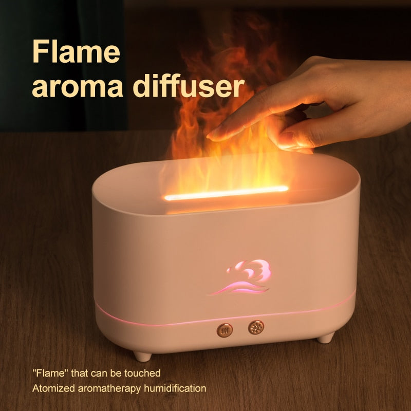 180ML USB Essential Oil Diffuser Simulation Flame Ultrasonic Humidifier Home Office Air Freshener Fragrance Sooth Sleep Atomizer