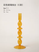 Nordic Orange Glass Taper Candle Holder Creative Home Decor Wedding Party Dinner Candlelight Decoration Living Room Candlestick