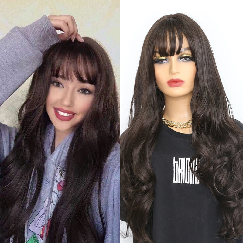 Sivir Synthetic Wigs  for Woman with Bangs Long Natural Wave Ombre 613 Color Cosplay/Daily/Party  Heat Resistant Fibre Hair