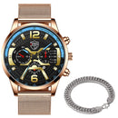 Luxury Mens Bracelets Watches Fashion Men Stainless Steel Mesh Belt Quartz Watch Business Casual Male Clock relogio masculino