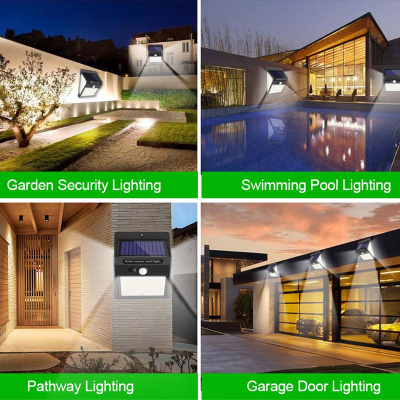 3 modos a prueba de agua 230 LED luces solares con sensor de movimiento luz solar al aire libre lámpara de pared de calle con energía Solar para decoración de jardín 1-4 Uds