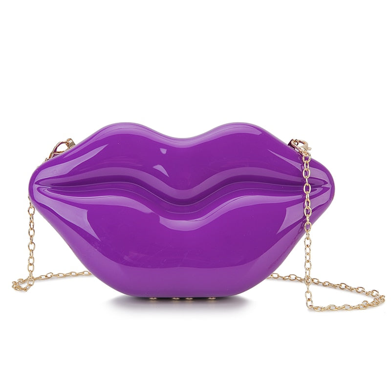 Sexy rote Lippen Design Frauen Party Clutch Abendtasche schillernde weibliche Kette Tasche Umhängetasche Geldbörsen und Handtaschen Beutel Mode