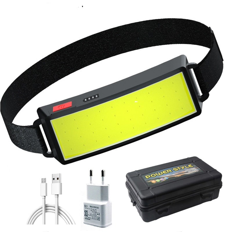 2021 Year New Style Headlamp Portable Mini COB LED Headlight with Built-in Battery Flashlight USB Rechargeable Head Lamp Torch