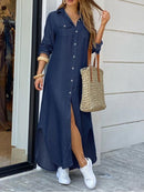 ZANZEA Women's Dress Vintage Shirt Vestido De Mujer Casual Solid Ropa De Mujer 2022 Female Lapel Neck Party Dress