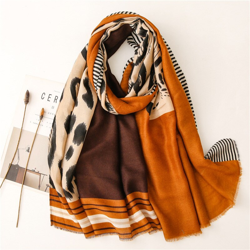 2021 Fashion Women Gradient Leopard Print Scarf Soft Pretty Big 180*100cm Leopard Stole Thin Warm Large Shawls cachecol Wraps