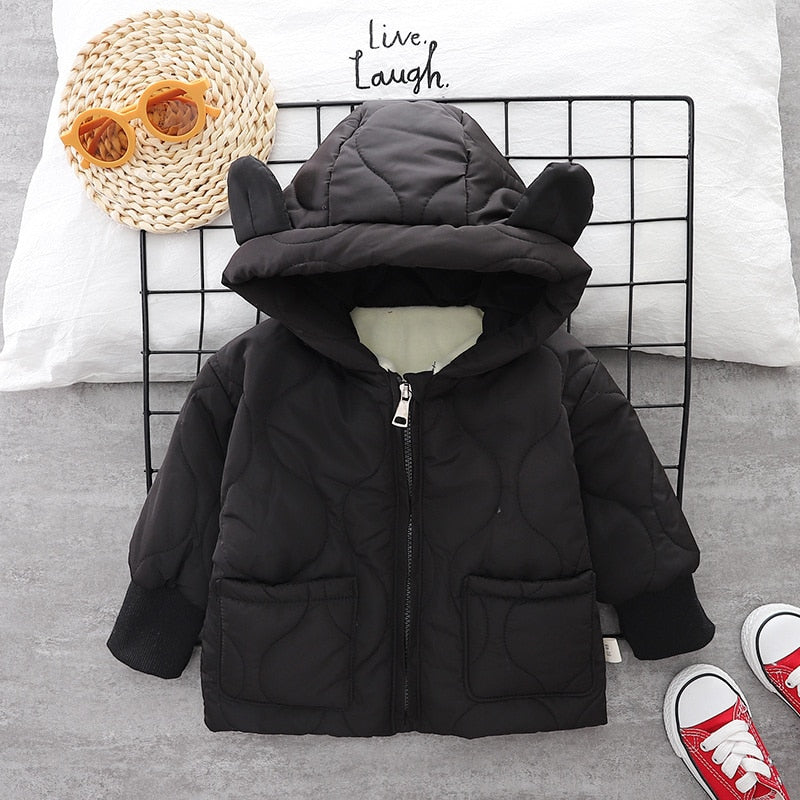 New Winter Children Thicken Clothes Baby Boys Girls Cotton Hooded Jacket Autumn Kids Toddler Fashion Coat Infant Casual Costume