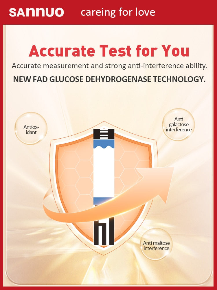 [50/100/200/300/400 Stück] Sannuo Sinocare Blutzuckerteststreifen in Fläschchen für GA-3 Glucometer Monitor