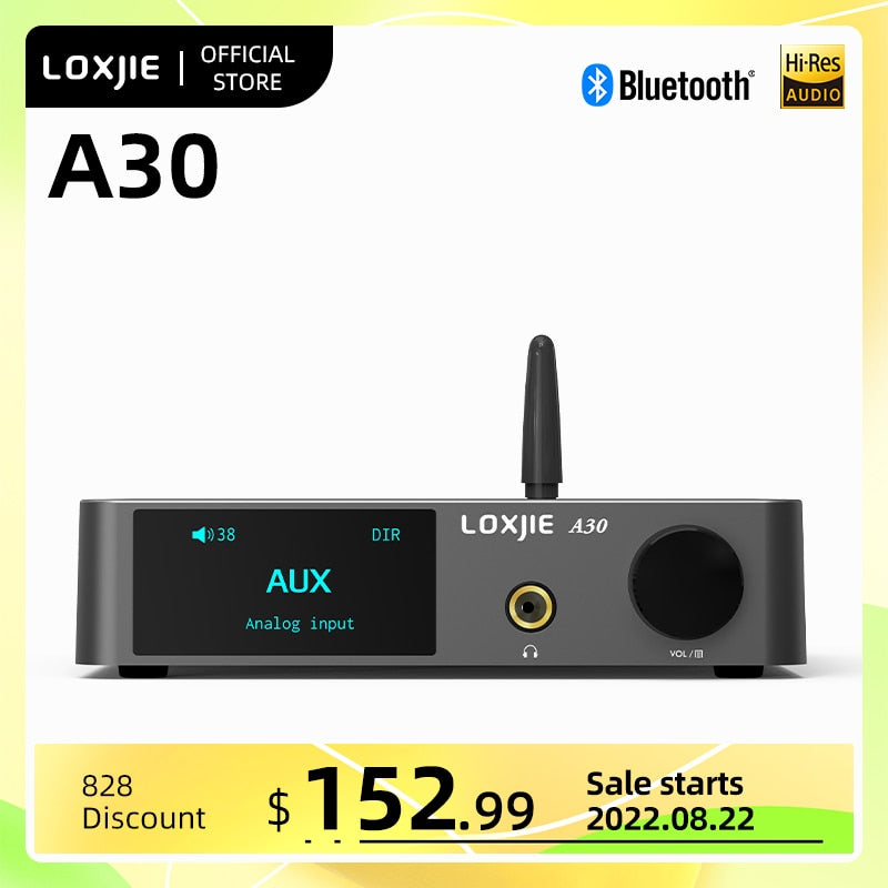 LOXJIE A30 Desktop-Stereo-Audio-Leistungsverstärker und Kopfhörerverstärker unterstützen APTX Bluetooth 5.0 ESS DAC-Chip mit Fernbedienung
