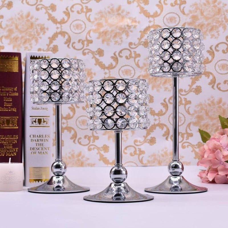 Peandim, 3 uds., candelabro chapado en oro y plata, candelabro de cristal, centro de mesa, decoración de boda, candelabros de mesa de centro románticos
