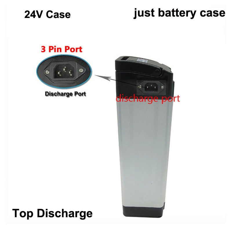 24V 36V 48V Electric E Bike Battery Box Case Cover Empty Silver Fish Ebike Aluminum Housing Accessories Bottom / Top Discharge