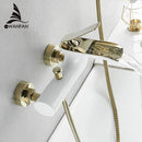 Bathtub Faucets Chrome Bath Shower Set White Shower Set Bathtub Mixer Tap Dual Contral Shower Wall Mounted For Bathroom WF-6018