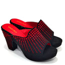 Zapatos de diseñador italiano para mujer, sandalias gruesas, zapatos de plataforma, zapatos de tacón alto para vestido de novia, mules de tacón cuadrado ostentosos para mujer