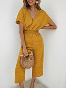 Women Polka Dot Jumpsuit High Waist Rompers Boho Yellow Spaghetti Strap Wide Leg Pant One Piece Overalls Female Summer Jumpsuits