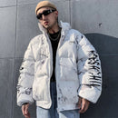 Hipster Hip Hop Padded Parkas Mens Harajuku Cartoon Bear Printed Winter Thicken Warm Streetwear Casual Loose Down Jacket Unisex