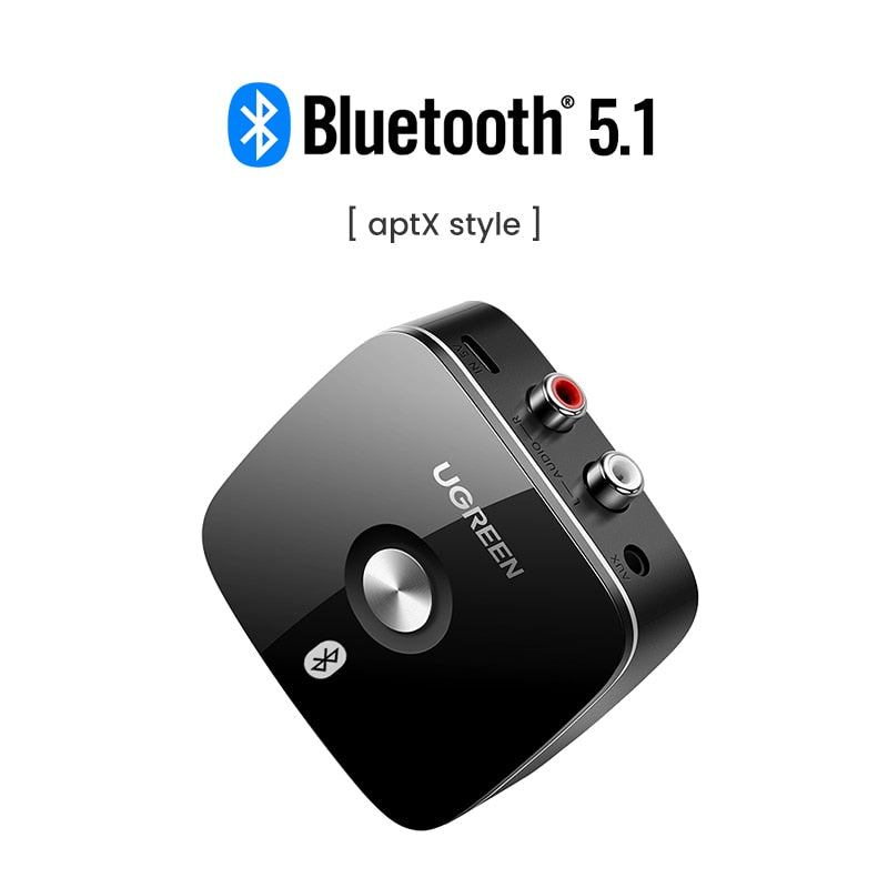 UGREEN Bluetooth RCA Receptor 5.1 aptX HD 3.5mm Jack Aux Adaptador inalámbrico Música para TV Coche 2RCA Bluetooth 5.0 Receptor de audio