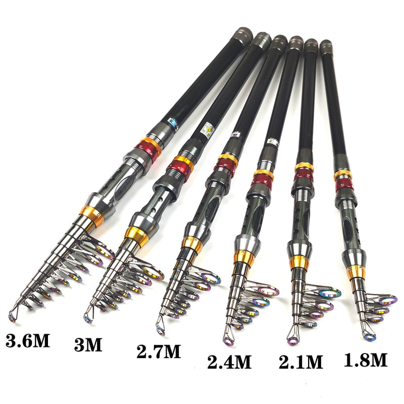 1.8-3.6m carbon telescopic fishing rod combo spinning reel fishing set Short  travel stick carp bass pike feeder rod full kit