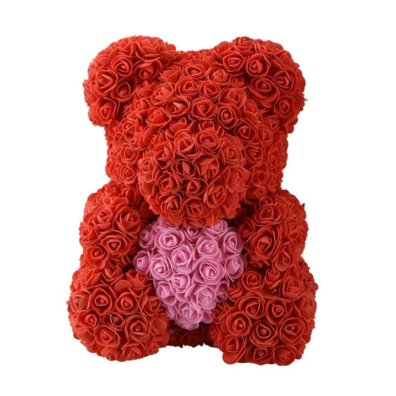 Geschenke für Mama Rose Bär 25 cm / 40 cm künstliche Blumen Rose Teddybär Hochzeitstag Geburtstagsgeschenke für ihre Freundin Frauen