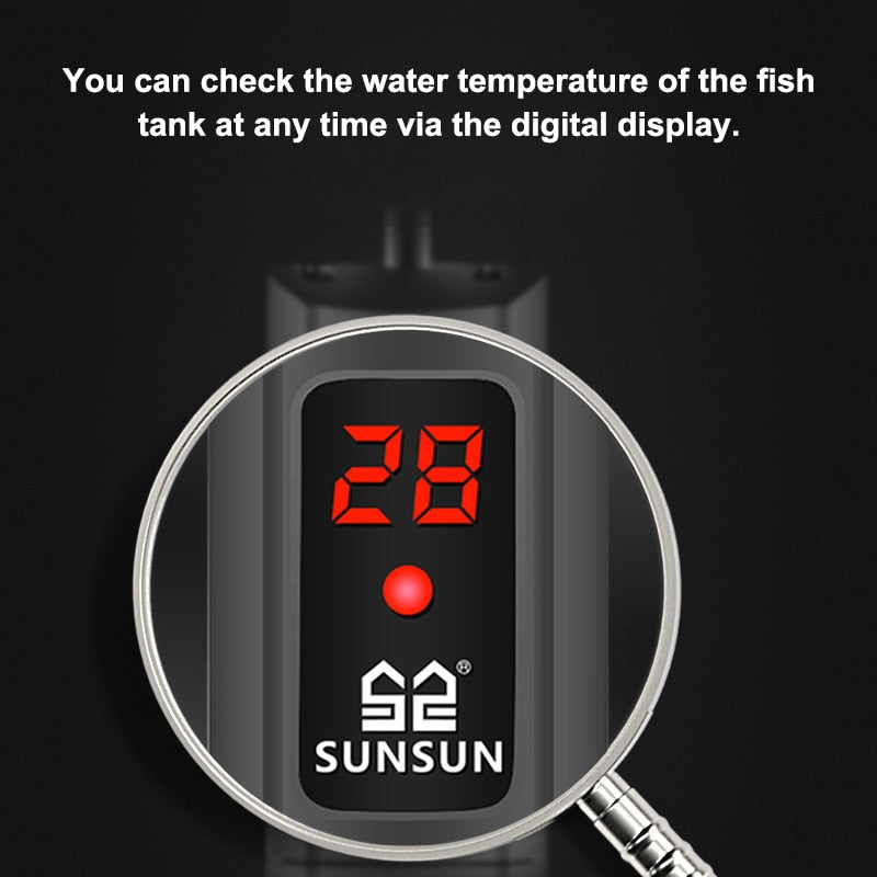 Calentador sumergible para acuario SUNSUN, tanque de peces, pantalla LCD, varilla de calentamiento de agua ajustable Digital, Control de temperatura constante, 500W