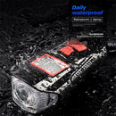 Waterproof Bicycle Light USB Charging Bike Front Light Flashlight Handlebar Cycling Head Light w/ Horn Speed Meter LCD Screen