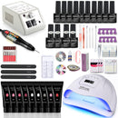 Juego de uñas Juego de manicura con 114W/120W/54W Lámpara de uñas LED 35000RPM Taladro de uñas 20/10 Color Poly Extension Nail Gel Set