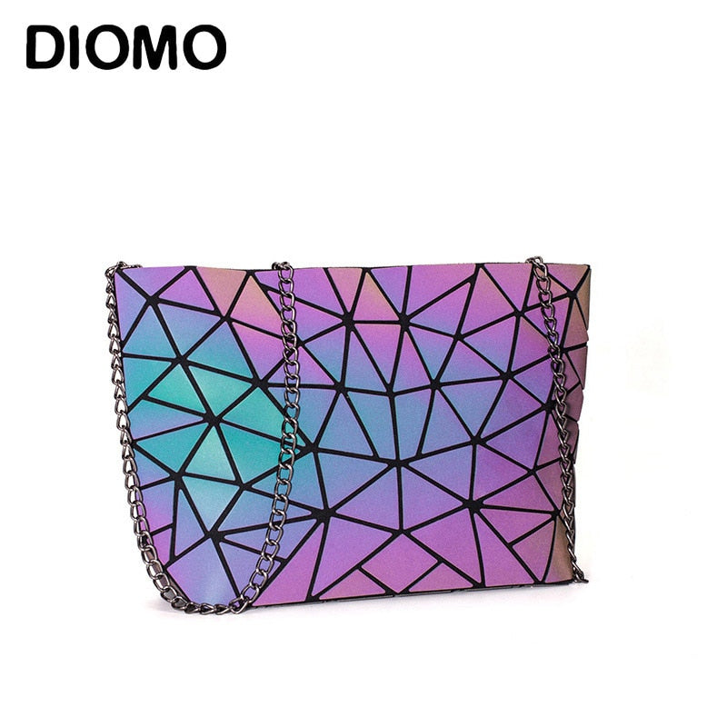 DIOMO, bolso de mensajero, bolso de cadena para mujer, tendencia de moda, bolso de hombro geométrico luminoso, bolso de hombro para mujer, Bolsas femeninas