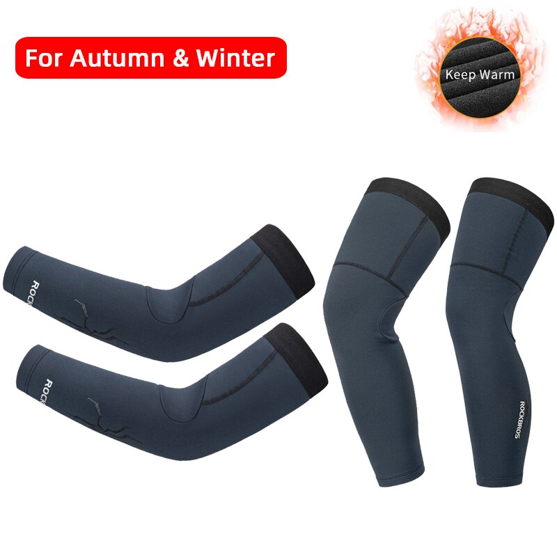 ROCKBROS Anti UV400 Cycling Leg Warmers Compression Knee Pad Protector Leg Sleeves Outdoor Sports Safety Soccer Running Leggings