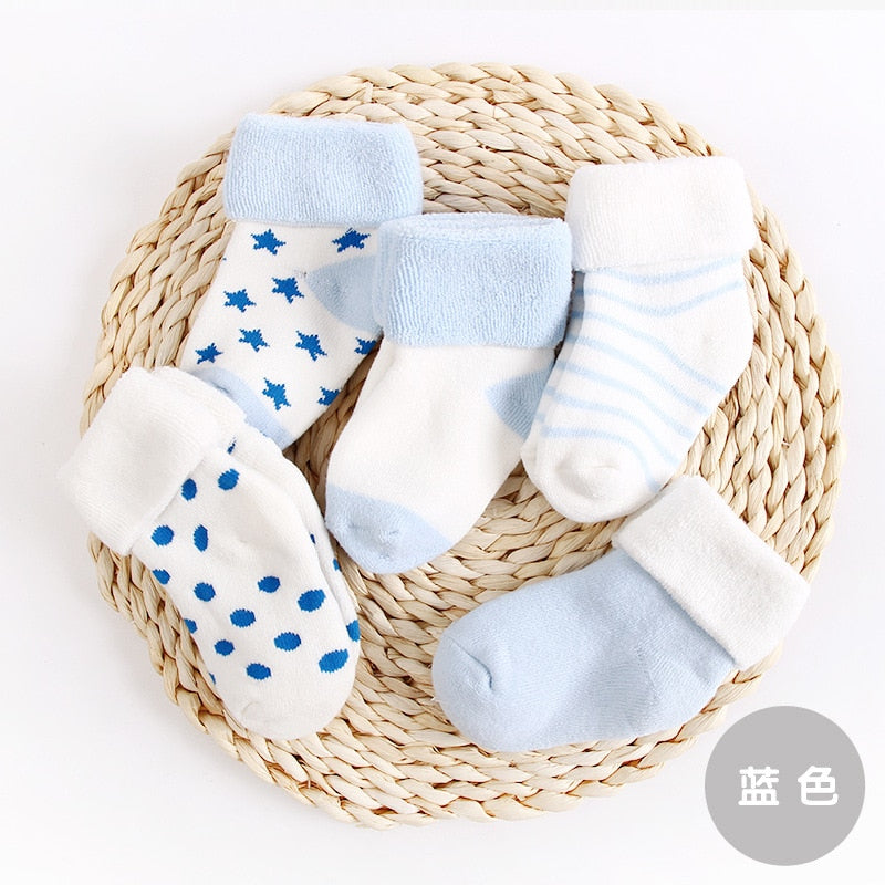 5 paar Herbst Winter Neue Baby Reine Baumwolle Dicke Warme Neugeborene Kinder Socken Niedlichen Cartoons Umdrehen Socken, für 0-3 Jahre