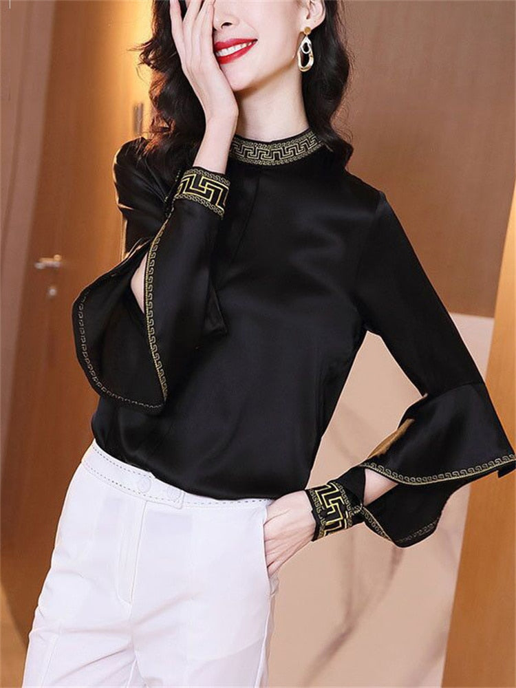 Fashion Women Spring Autumn Style Blouses Shirt Women Casual Long Sleeve O-Neck Loose Shirts Elegant Women Ruffles Tops DF3349