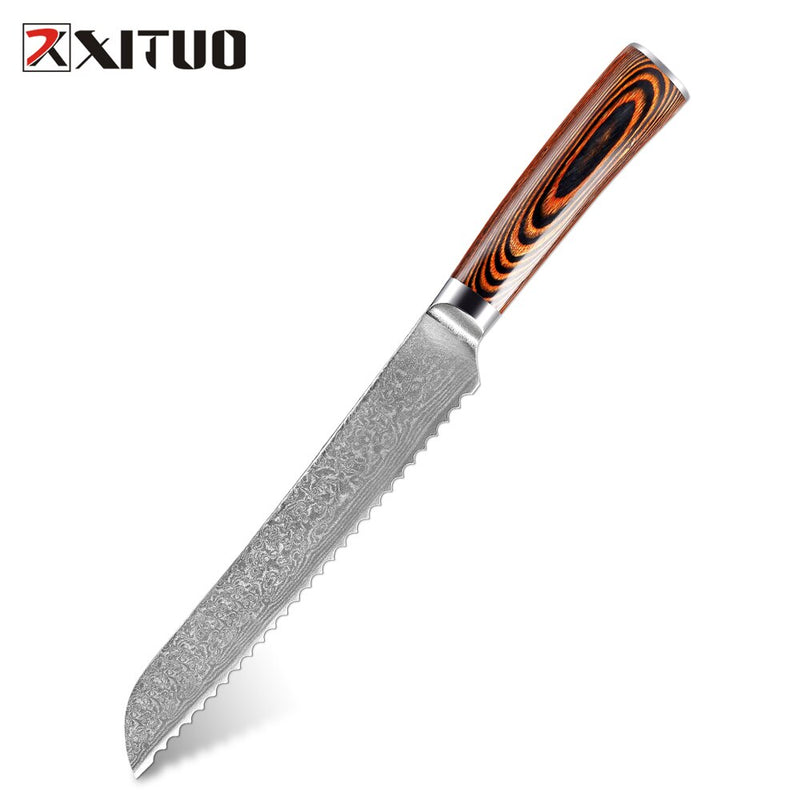 XITUO, 1-4 Uds., juego de cuchillos de cocina, cuchillo de cocina de acero damasco japonés VG10, chef, deshuesado, pelado, Santoku, cuchillos de utilidad, mango de madera