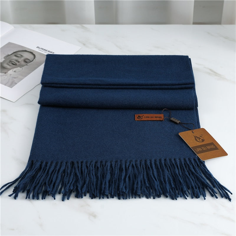 2022 Winter Cashmere Scarf Women Thick Warm Pashmina Shawls Wraps Solid Color Tassel Lady Blanket Echarpe Bufanda Hijab