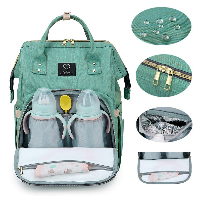 Bolsa de maternidad, mochila para pañales de bebé, bolsas para cochecito, USB de gran capacidad, bolsas de pañales impermeables, Kits, bolso de viaje para mamás, bolso de lactancia