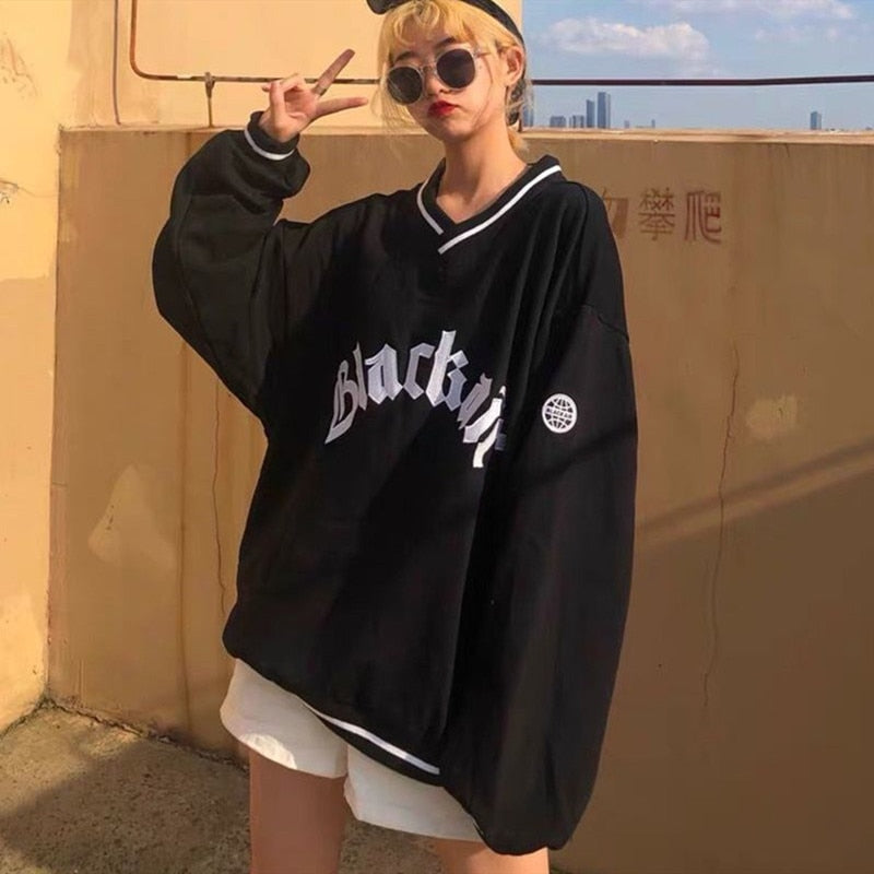 Vintage Bär Stickerei Sweatshirts Frauen Harajuku Streetwear Lässige Langarm Rundhalsausschnitt Übergroße Mode Hoodie Koreanische Mädchen