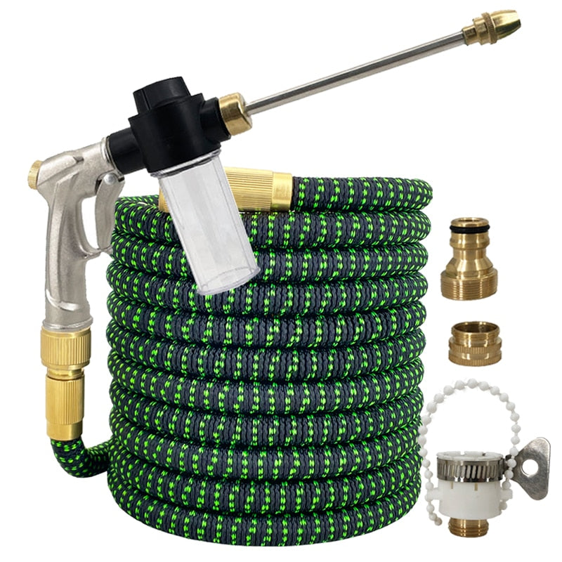 New Water Gun Garden Hose Retractable Magic Hose EU High Pressure Car Wash Hose With Metal Spray Gun Outdoor Garden Watering