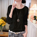 2022 Fashion Summer White Lace Women&#39;s Clothing Long Sleeve Chiffon Women Shirts Blouses Blusas Black Women&#39;s Tops Blouse 51C