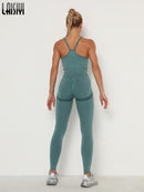 Conjunto de gimnasio sin costuras, sujetador deportivo y mallas, conjunto de ropa para correr para mujer, mallas deportivas de entrenamiento sin costuras, traje deportivo para mujer