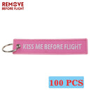 REMOVE BEFORE FLIGHT Wholesale Keychain for Motorcycles and Cars Key Chains Jewelry 100 PCS Aviation Gifts Embroidery Key Chain