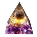 Pirámide de orgonita hecha a mano, esfera de cristal ahumado de 60mm con amatista, Reiki, energía curativa, meditación, colección Orgone Pyramide