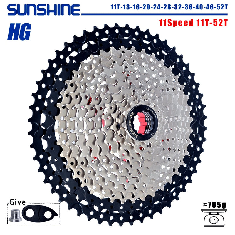 SUNSHINE Bicycle Cassette 8/9/10/11/12Speed Freewheel 32/36T/40T/42T/46T/50T/52T Sprocket HG Structure Flywheel For SHIMANO/SRAM