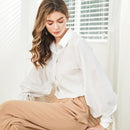 Deeptown Lantern Sleeves Vintage Shirts Women Elegant White Womens Blouse with Lush Sleeves 2022 Fashion Button Up Shirt Black