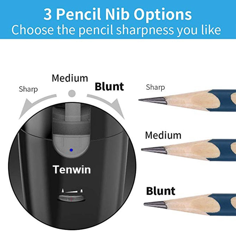 Tenwin Automatic Electric Pencil Sharpener For Colored Pencils Sharpen Mechanical Office School Supplies Stationery Free Ship