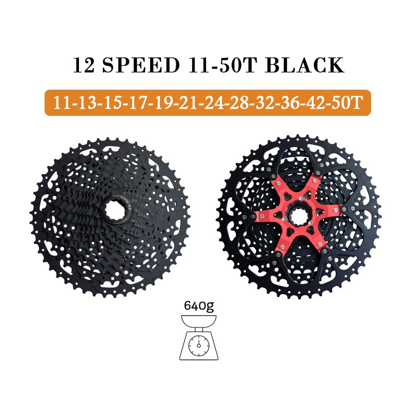 Sunshine Mountain Bike 8 9 10 11 12 Speed Velocidade Bicycle Cassette MTB Freewheel Sprocket 36T 40T 42T 46T 50T 52T for SHIMANO