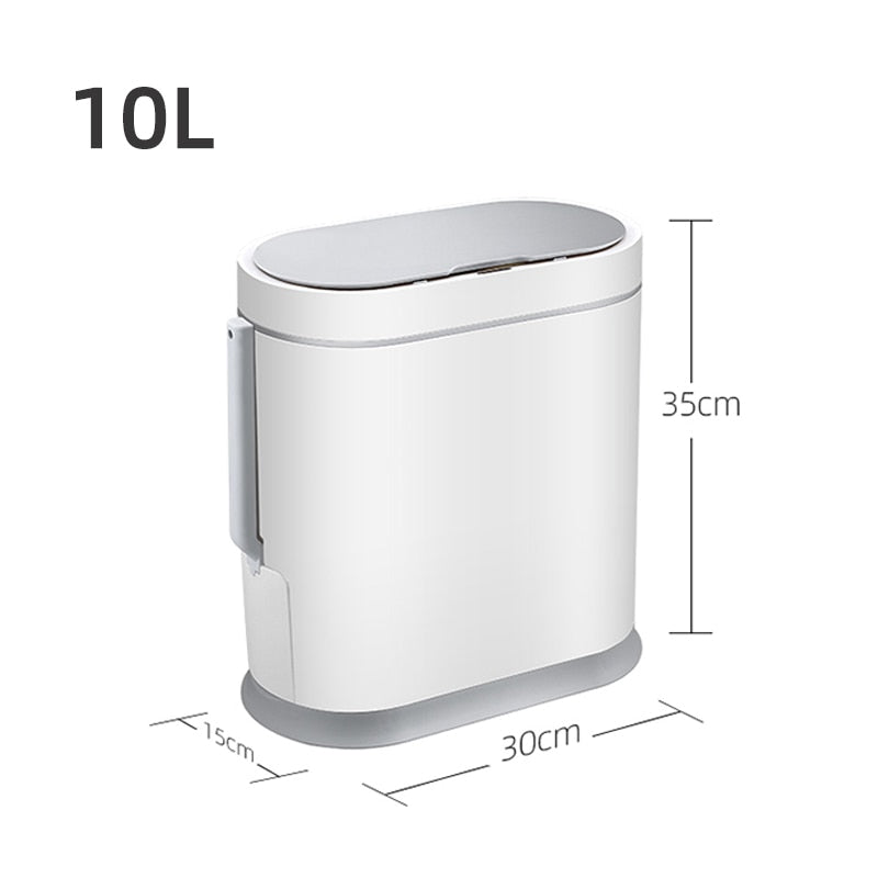 Joybos Narrow Bathroom Smart Trash Can with Toilet Brush,10L Electronic Automatic  toilet Waterproof Smart Sensor Trash Bin