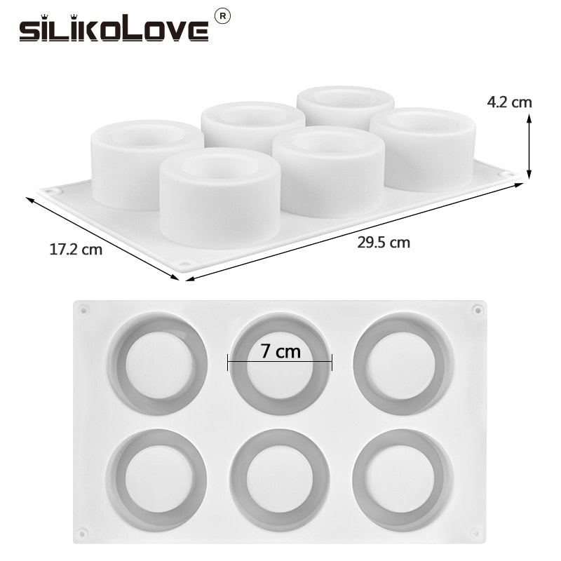 SILIKOLOVE 6 Löcher Pudding Cup Art Kuchenform Pfanne 3D Silikon Gebäckform Mousse Silikonowe Schokoladenmörtel Backen