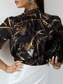 Celmia Women Satin Blouse 2023 Fashion Elegant Tunic Slik Tops Autumn Solid High Collar Shirt Long Sleeve Party Blusas Femininas