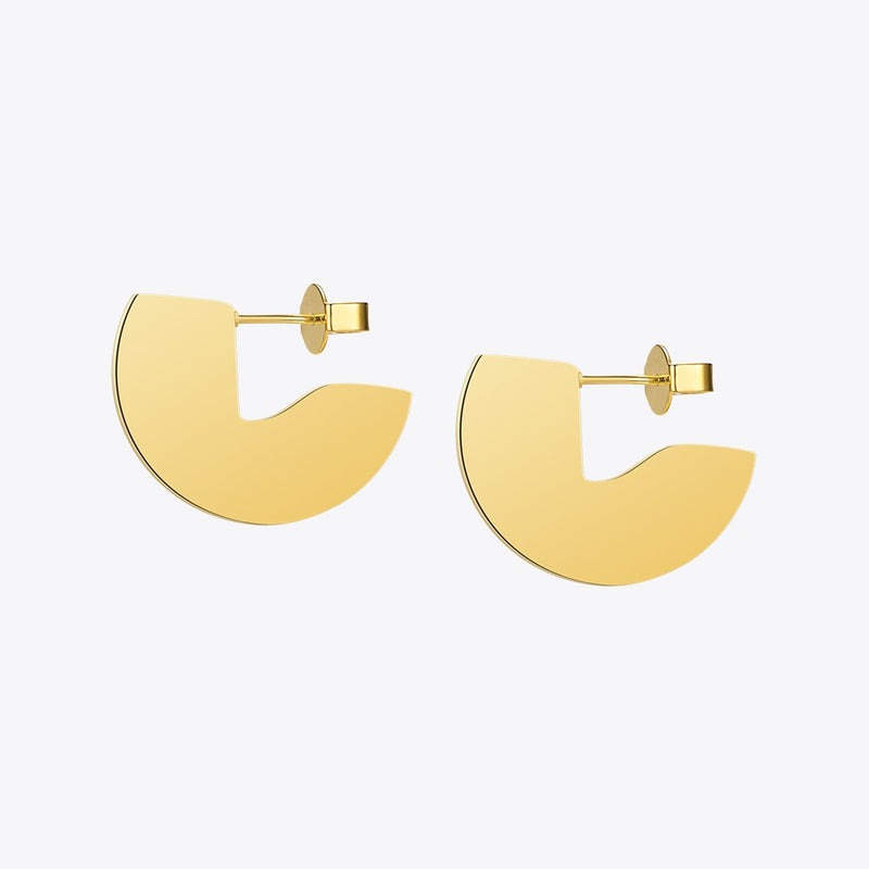 Enfashion Punk Geometic Semi-circle Fan Stud Earring Gold Color Stainless Steel Earrings For Women Earrings oorbellen E5423